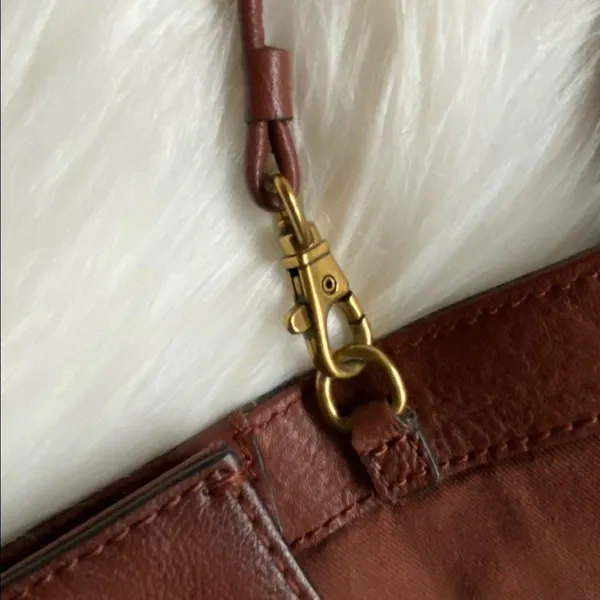 FRYE Ring Crossbody Purse Handbag Brown Leather - Image 4