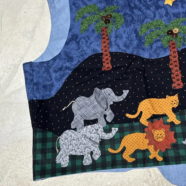 Womens Handmade Vest Womens L XL Noah's Ark Applique Folk Art Animal Theme Retro - Image 14