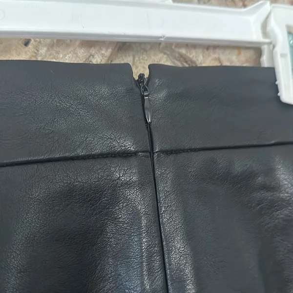 Commense Asymmetric Patchwork Faux Leather Chiffon Pleated Midi Skirt size Xs - Image 5