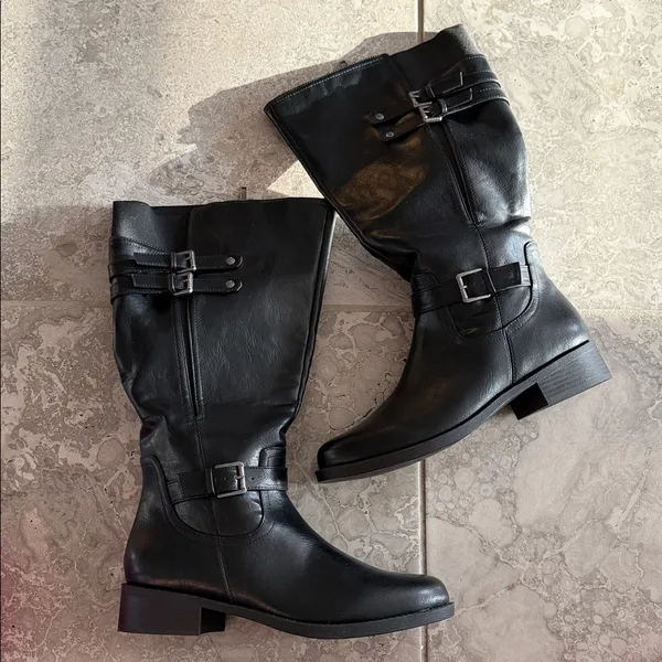 Journee Collection Sonny Knee High Wide Calf Boots in Black, Size 10 WC - Image 8