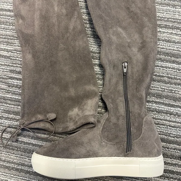 J/Slides Petra Over-the-Knee Sneaker Boots Gray Faux Suede Fall‎ Autumn Casual - Image 2