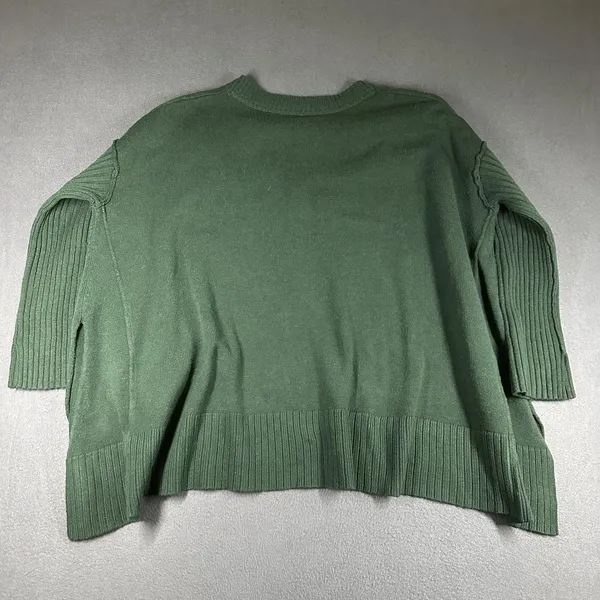 Free People Orion Tunic Sweater Womens Small Green V Neck Ribbed Hem OB1721246 - Image 11