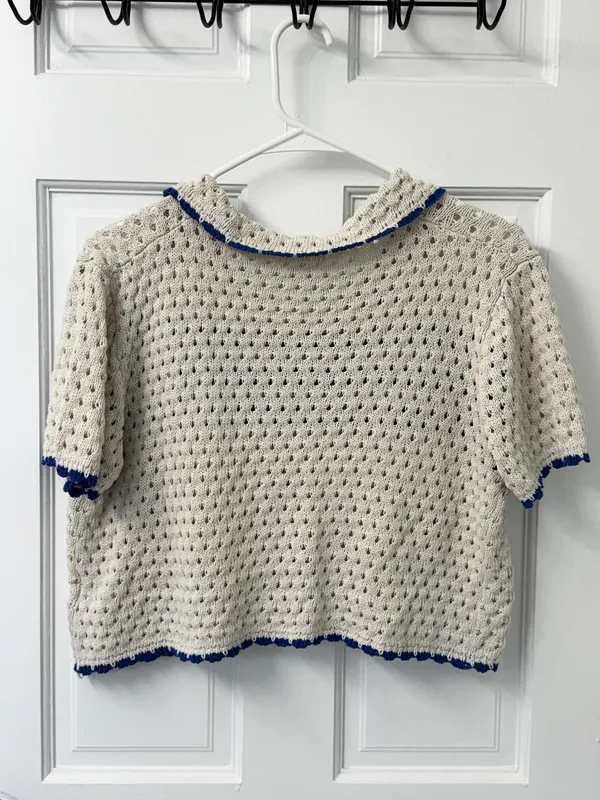 Peach Love California Crochet Button Front Top - Image 7