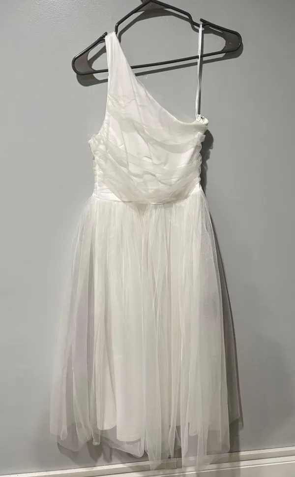 Already Perfect One Shoulder Tulle Dress White - Image 3