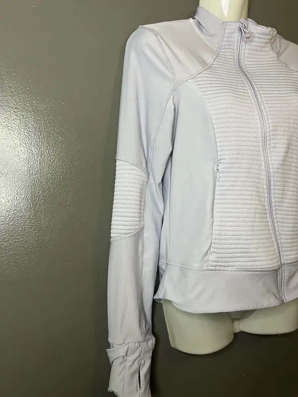 Mondetta Athletic Jacket Women's Small Light Lavender Full Zip Ribbed Panels - Image 2