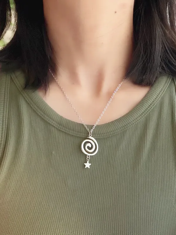 Handmade fully stainless steel spiral swirl uzumaki funky boho grunge style necklace🌀 - Image 3
