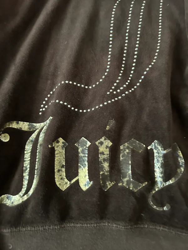 Juicy Couture Y2K OG Brown Velour Zip Up Jacket with Rhinestones Size Medium - Image 5
