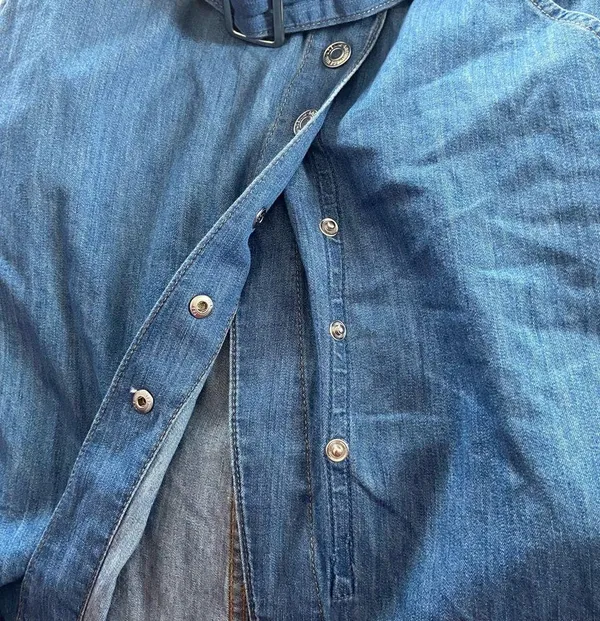 H&M Denim Snap Asymmetrical Crossover Dress w/Belt - Image 6