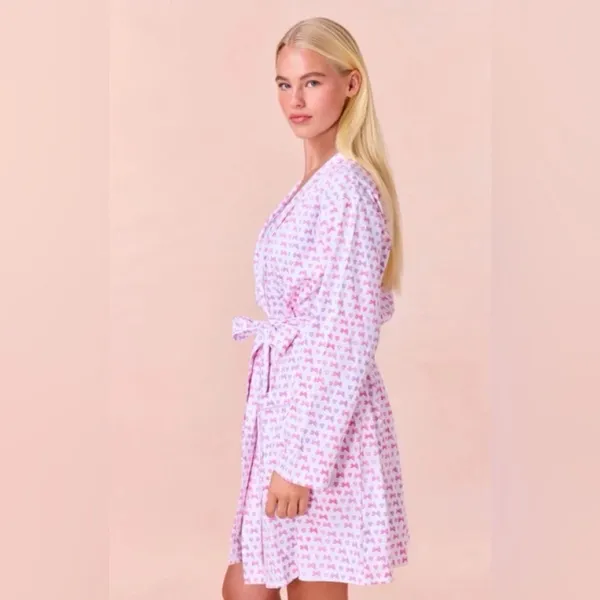 NWT Loveshackfancy × Roller Rabbit Disco Bow Blake Robe Limited Edition Sz M/L - Image 2