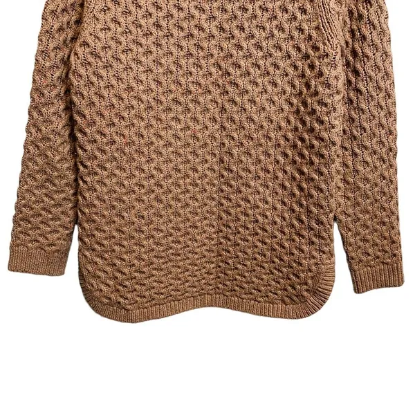 Land's End Chunky Brown Cable Knit‎ Sweater Size XS Crew Neck Boat Hem Pull On - Image 7