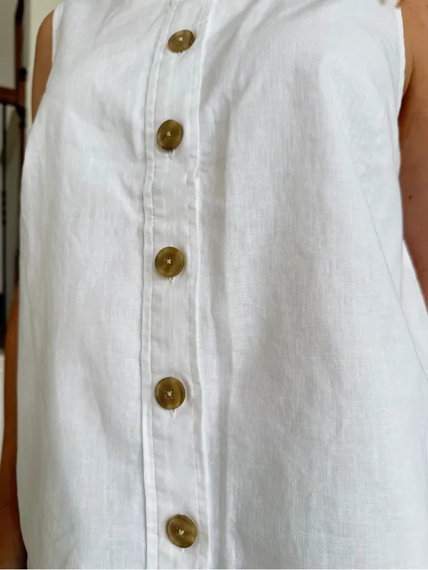 J.Crew Linen Blend Button Front Shell Top Vest White Size M NWT - Image 4