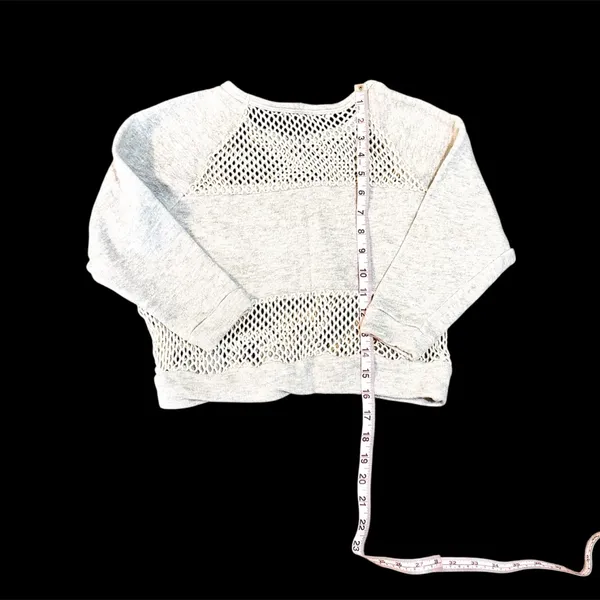 Lovers + Friends Light Gray Mesh-Panel Sweatshirt Sz XS - Image 4