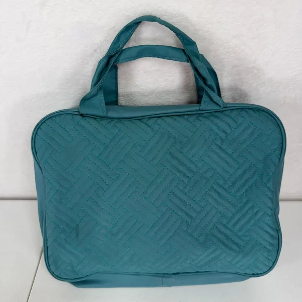 BAGSMART Large Hanging Toiletry Bag Quilted Teal Travel Cosmetic Case Organizer - Image 4