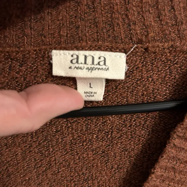 A.N.A A New Approach‎ Women's V Neck Sweater Rust Burnt Orange Size Large - Image 4