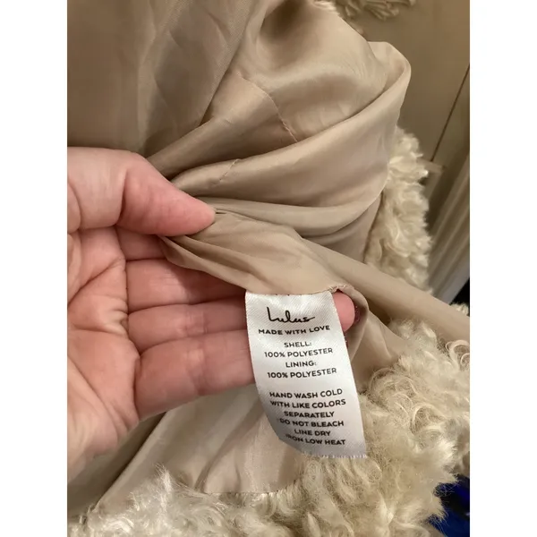 Lulus‎ Faux Fur Coat XS Beige Curly Sherpa Button Front Coat - Image 5