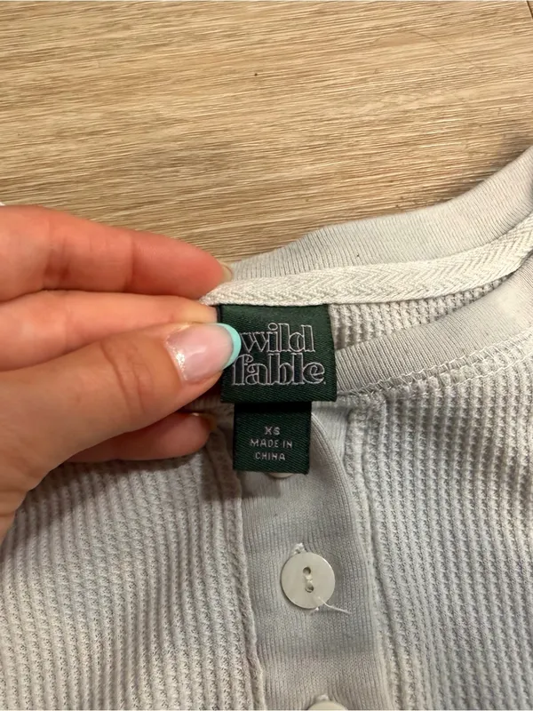 Wild Fable Cropped Long-Sleeve Henley Top - Image 2