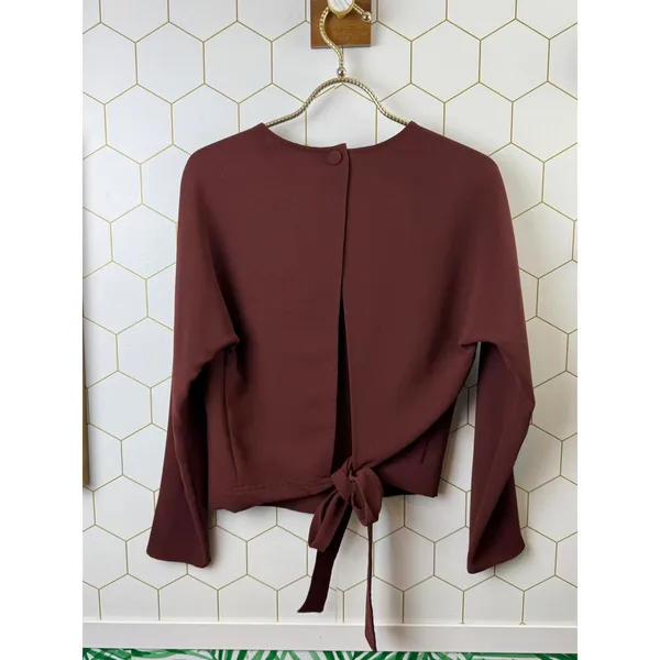 Wilfred by Aritzia Laon Copper Brown Open Back Blouse - Size - Small - Image 5