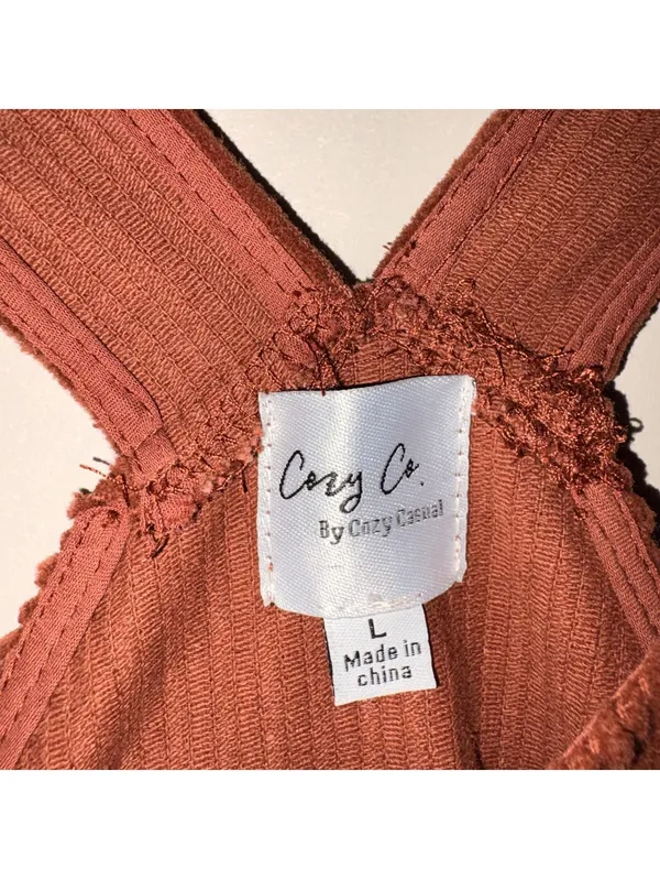 Cozy Co. Rust Corduroy Zip-Front Overall Dress Size Large - Image 2