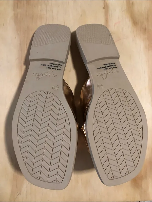Naked Feet Bronze Gold Bow Slide Sandals - Image 2