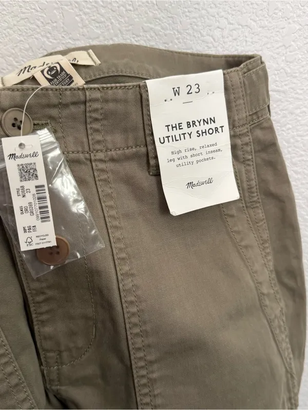 NWT Madewell The Brynn Utility Short Green Shorts 23 - Image 3