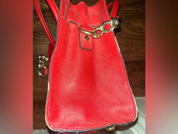 Michael Kors Hamilton Satchel Red grained leather. - Image 12
