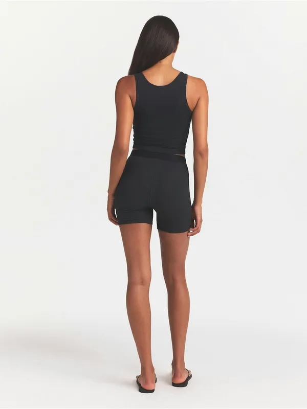 SKIMS Black Cotton Ribbed Boxer Short - Image 4