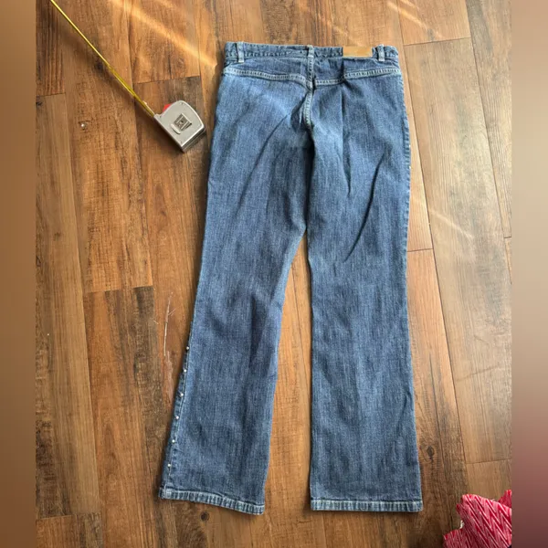 Vintage Tommy Hilfiger Bootcut Jeans Size 8 Dark Blue Y2K - Image 7