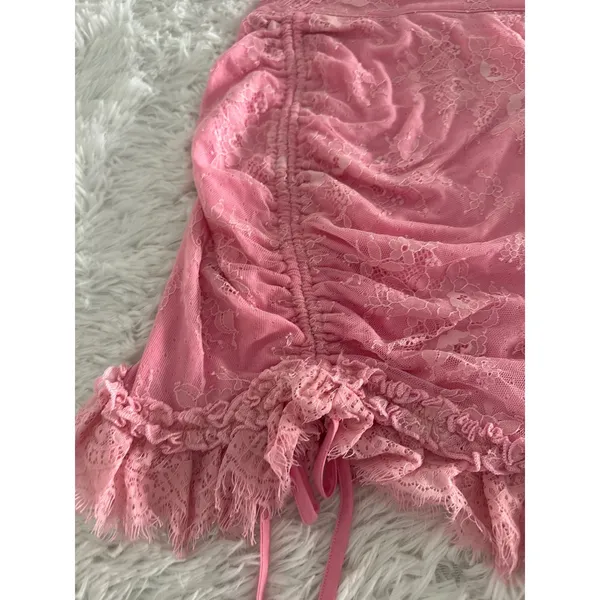 Dolls kill Sugar Thrillz pink lace mini skirt sz M‎ Medium - Image 2