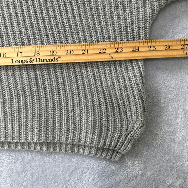 Abercrombie‎ & Fitch Cropped Turtleneck Sweater Large Gray Ribbed Cozy Knit Soft - Image 6