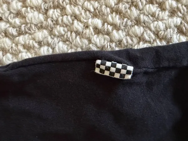 Vans Off The Wall Crop Top Long Sleeve Shirt Black Small Multi-Color Check NEW - Image 5