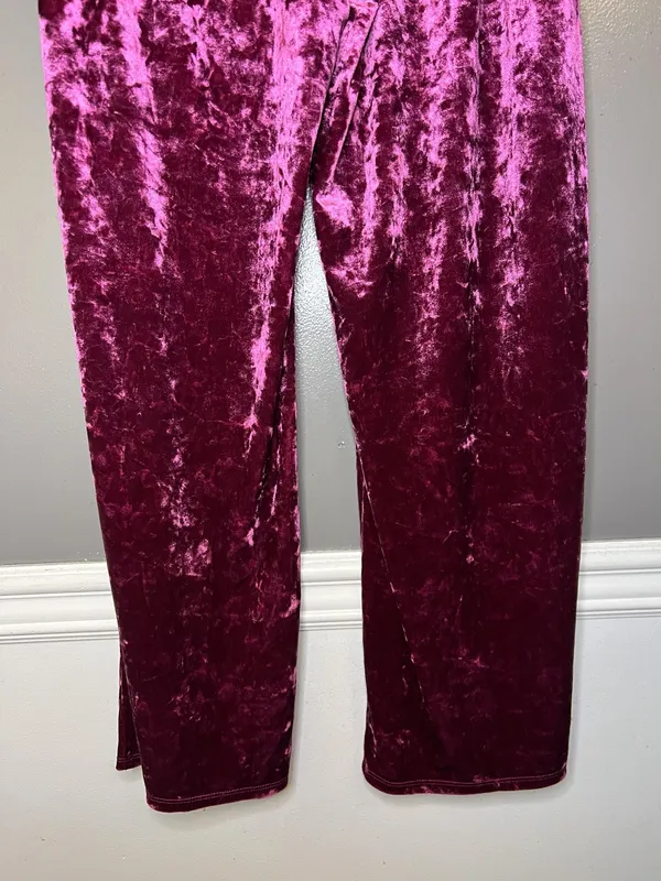 Stars Above Pants Womens Medium Pink Crushed Velour Lounge Drawstring Pockets - Image 7