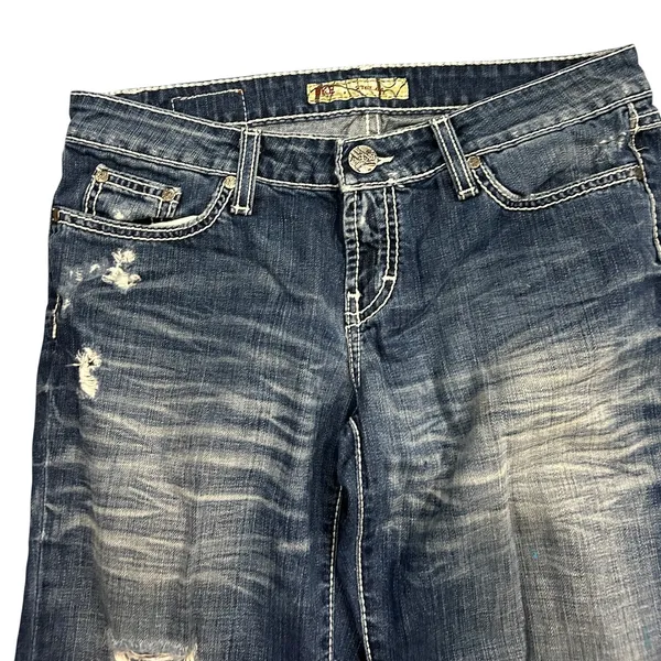 BKE Stella Y2K Distressed Flare Jeans Cropped Western Cowgirl Size 29 Grunge - Image 2