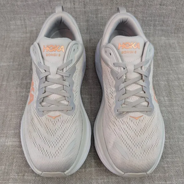 Hoka ONE ONE Bondi 8 Harbor Mist Rose Gold Grey Womens Run Comfort Sneaker 12B - Image 2