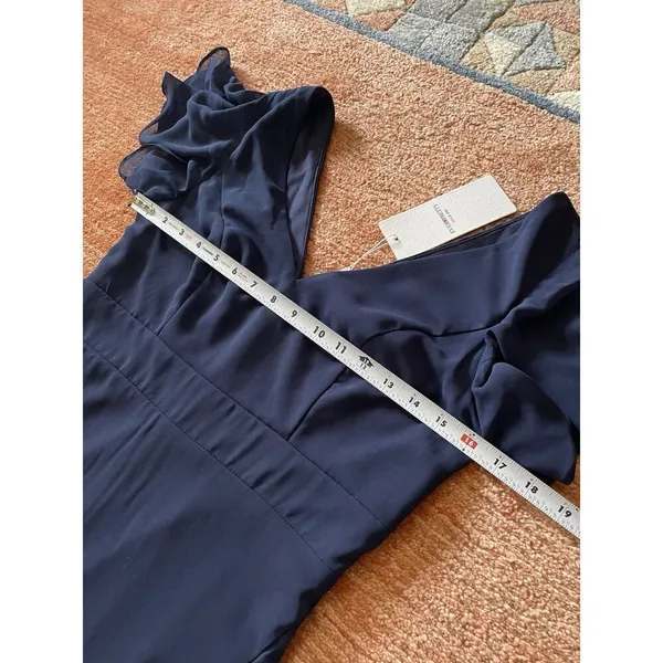 NWT Ever-Pretty Women's Dress Double V Neck A Line Ruffle Hem Backless Blue L - Image 7