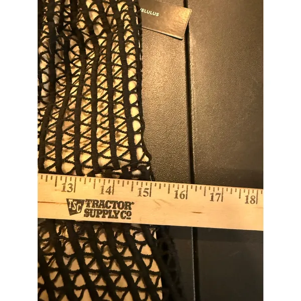 Lulus L Lenaya Strapless Dress‎ Black Crochet Handkerchief Hem Mesh Overlay NEW - Image 6