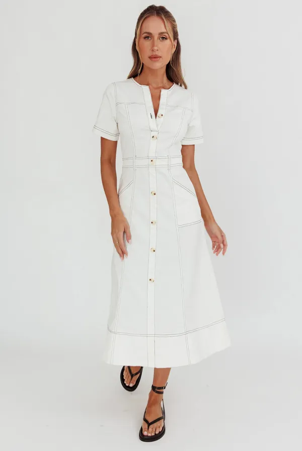 White Button Down Maxi Dress Selfie Leslie  - Image 3