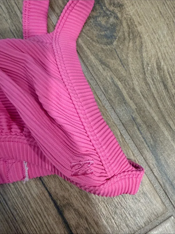 Billabong Pink Ribbed Triangle Bikini Top - Image 3