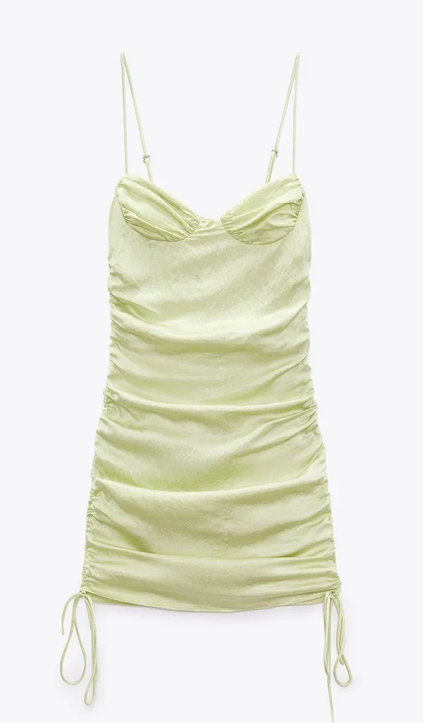 ZARA Satin Effect Ruched Drapped Mini Dress - Image 2