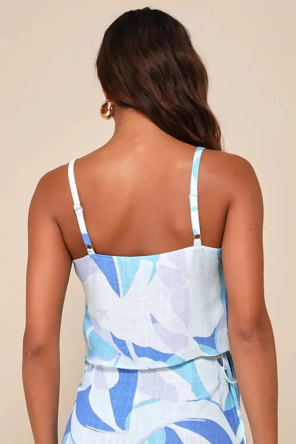 Lulus Blue Multi Print Linen Set - Image 4