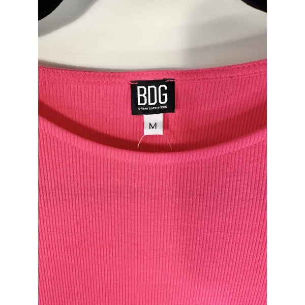 BDG Womens Hot Pink Crop Bell Sleeve Size M Barbiecore Y2K Retro Lettuce Hem NWT - Image 3