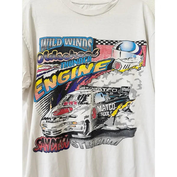 Brandy Melville John Galt Racing Graphic Tee White Motorsports Graphic T-Shirt One Size - Image 2