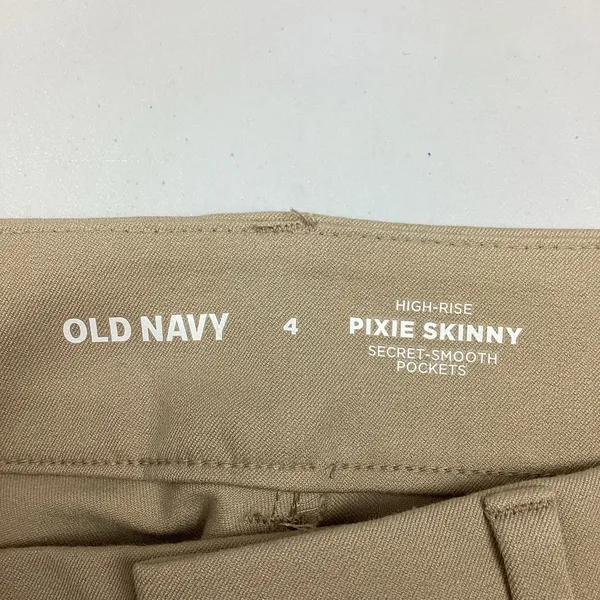 Old Navy High Rise Pixie Skinny Tan Pants With Smoothing Pockets Size 4 NEW! - Image 4