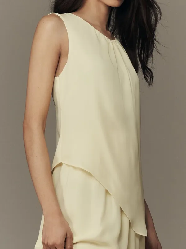 NWT Exquise Light Yellow Layered Chiffon Sleeveless Midi Dress Romantic XXS - Image 4