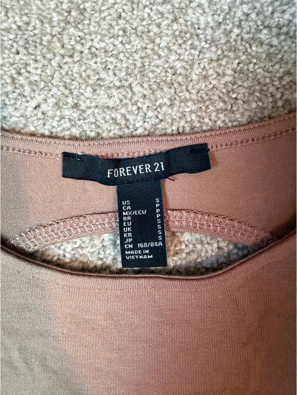 Forever 21 Brown/Tan Open Back Lace Up Crop Top - Image 3