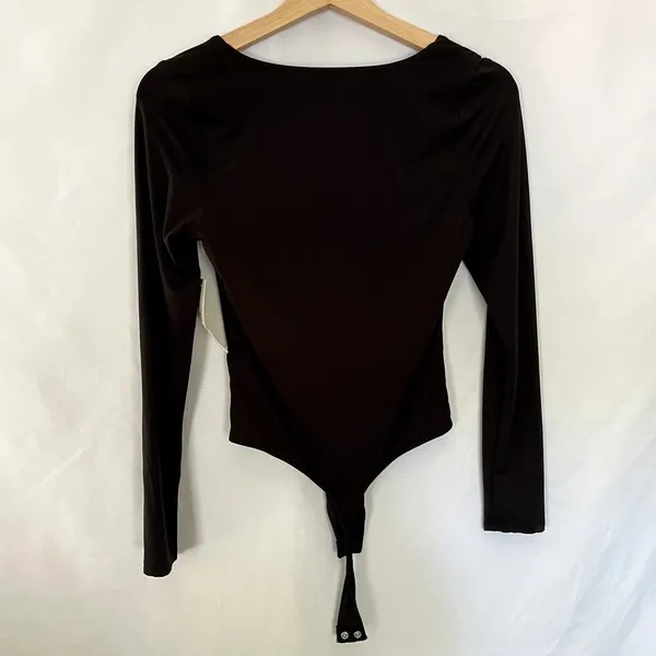 NWT SWS‎ Contour M black double lined sweetheart neckline bodysuit long sleeves - Image 7