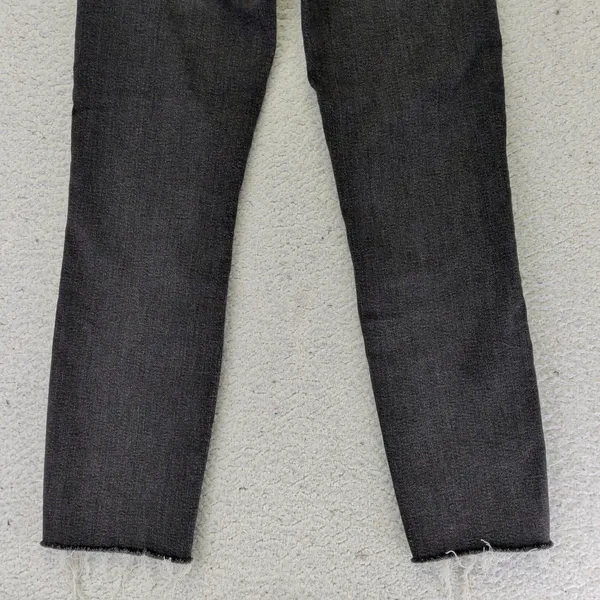 Edwin Bree Slim Straight Jeans Womens 25 Ash‎ Black Faded Raw Hem Made in USA - Image 6