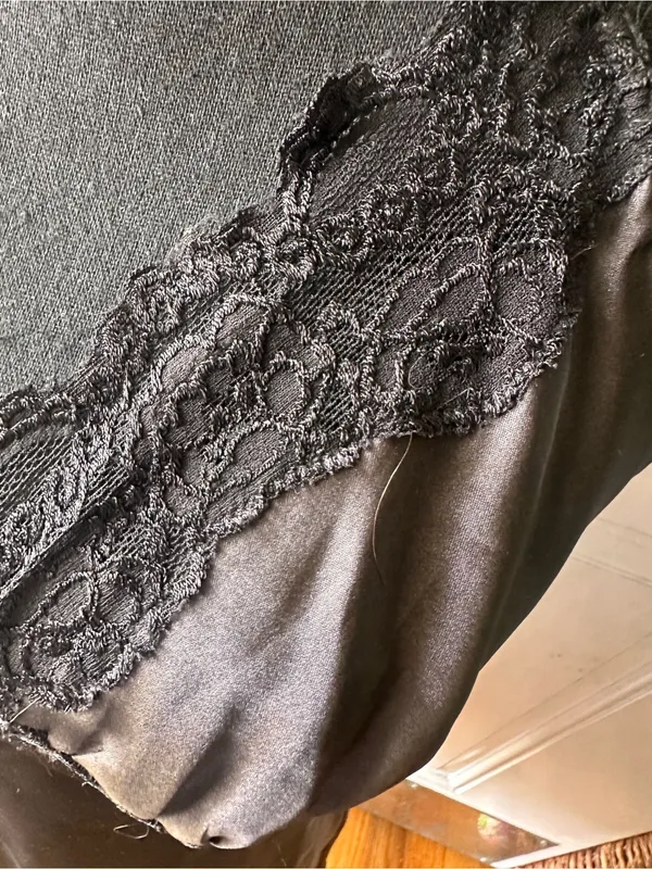 Frederick’s of Hollywood Black Satin Lace Halter Chemise Lingerie Size L Sexy - Image 8