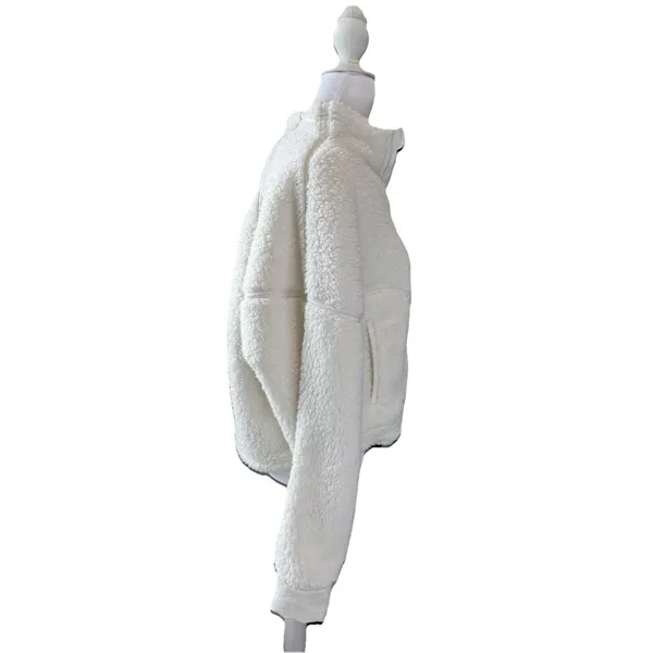 Sonoma Juniors' SO Pullover White Size S Sherpa High Pile Quarter-Zip Oversize New - Image 5