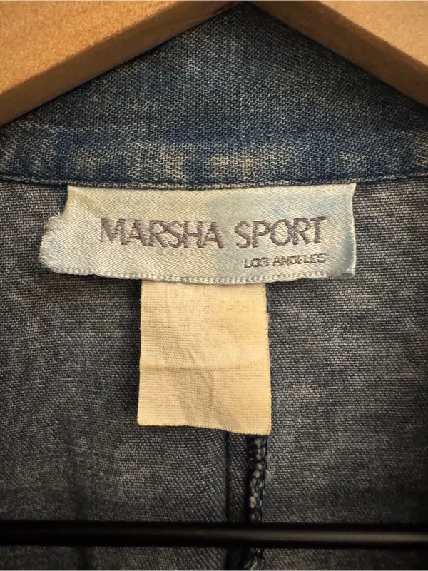 Vintage Marsha Sport Medium Acid Wash Denim Bedazzled Zip Front Jacket Retro 80 - Image 7