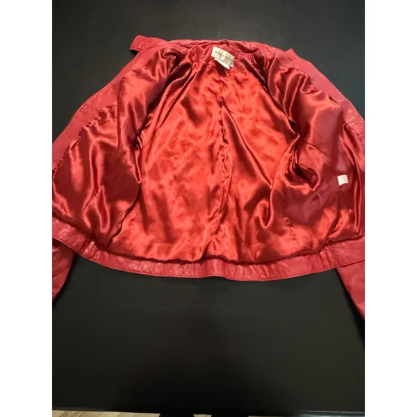 Vintage Paradox Red Genuine Leather Moto‎ Jacket Full Zip Size 16 RN 41488 - Image 5